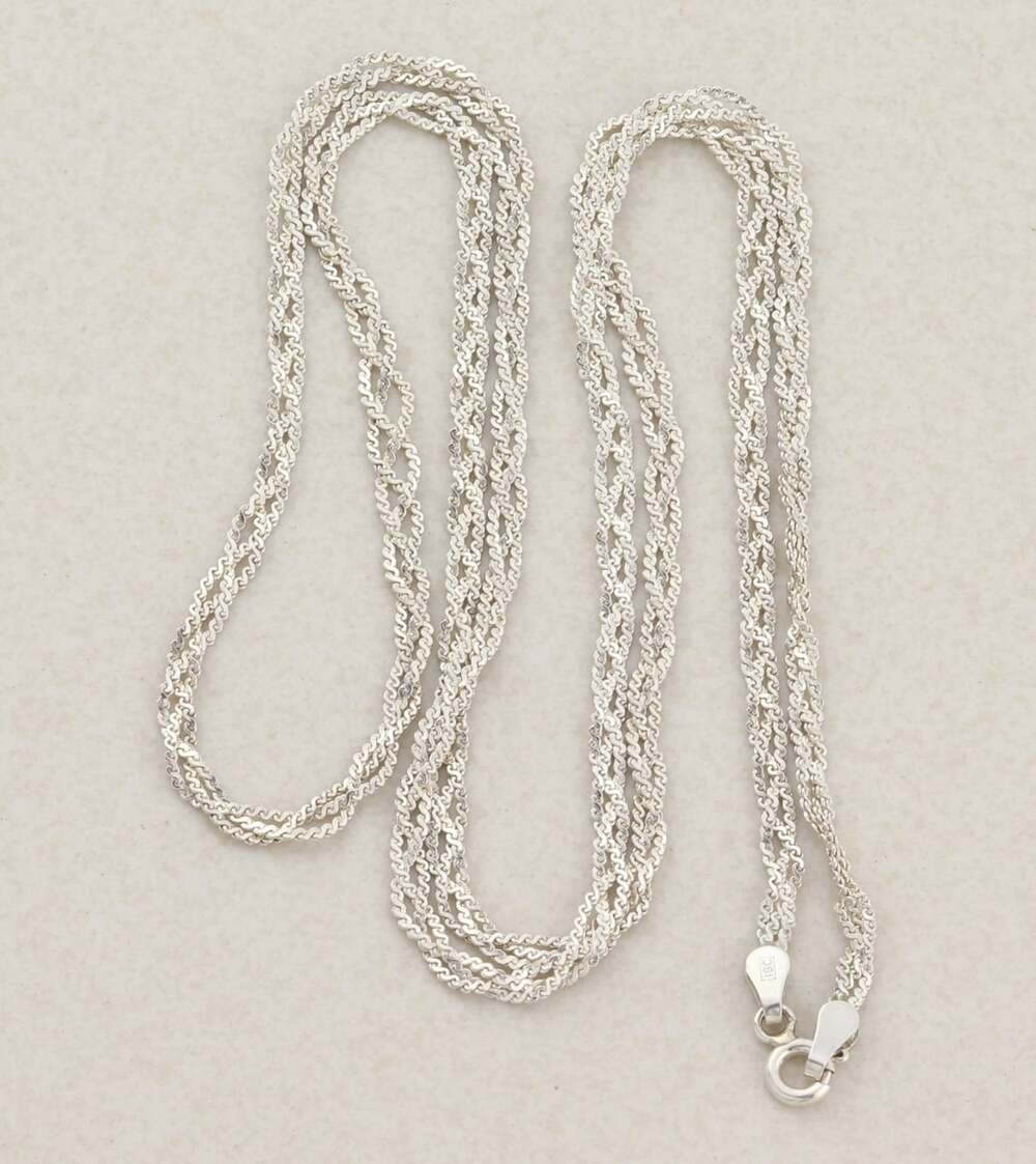 Sterling Silver Braided Weaved Chain Necklace Long 24" inch